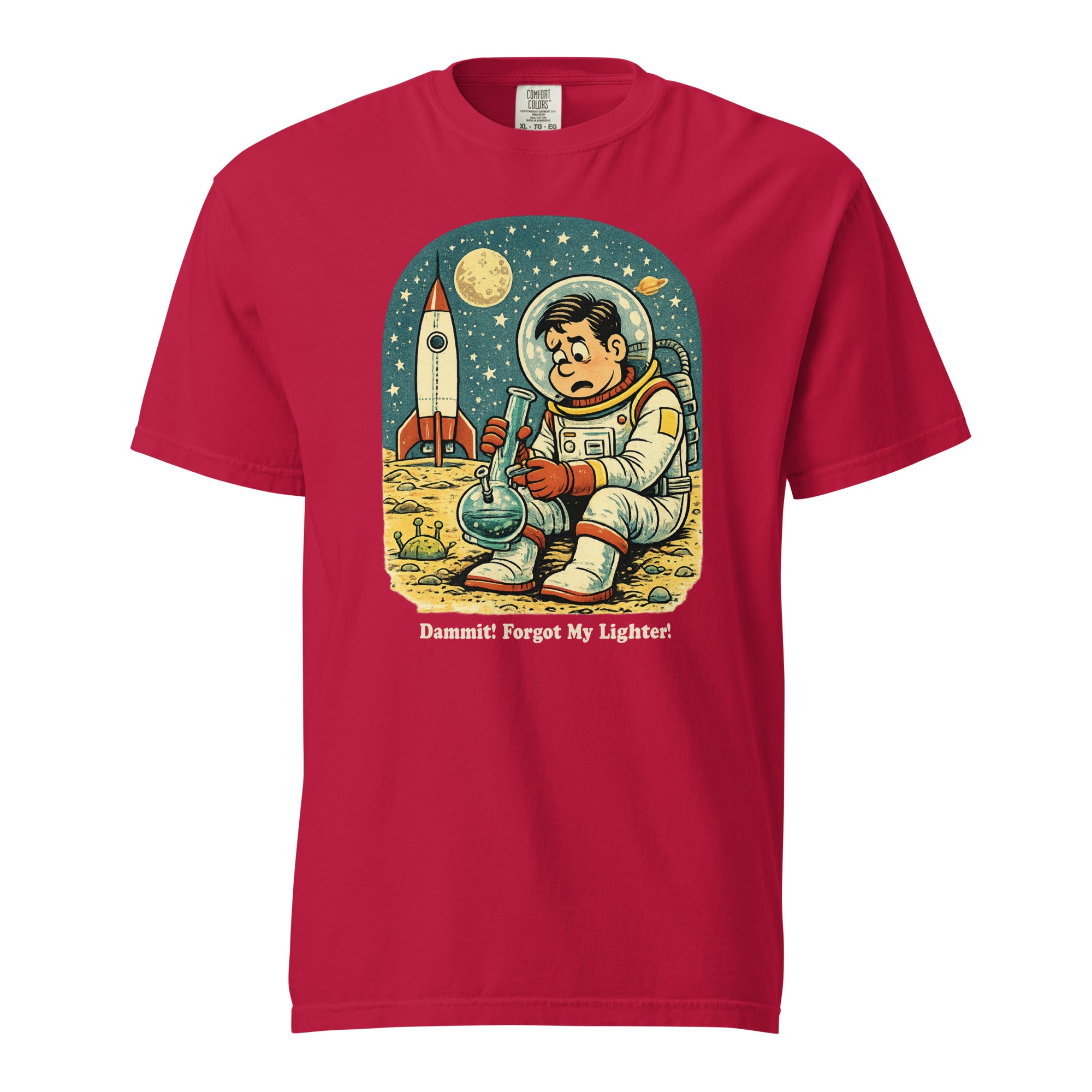 Dammit I Forgot My Lighter Astronaut T-Shirt – Funny Retro Space Bong Graphic Tee | Magic Leaf Tees
