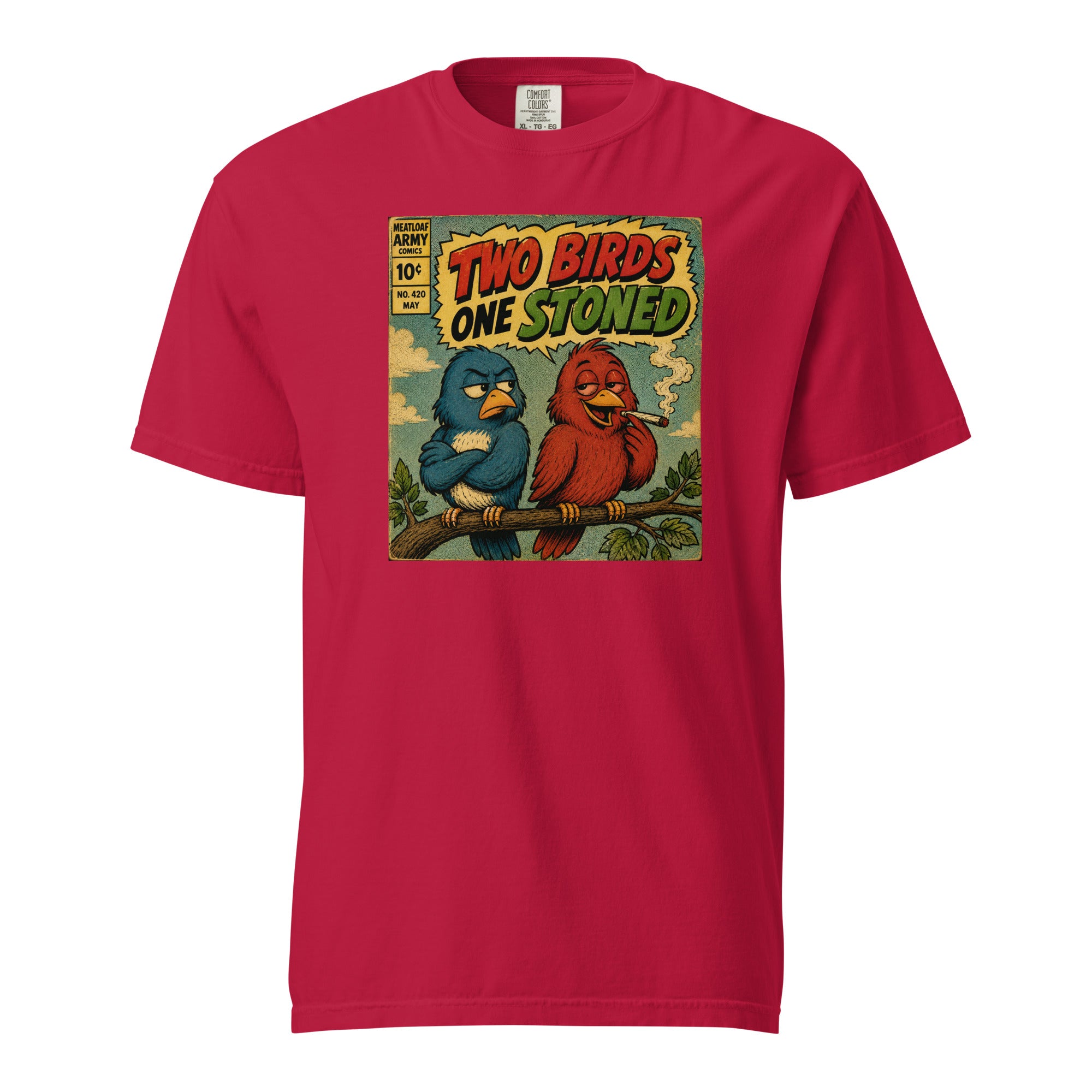 Two Birds One Stoned T-Shirt – Funny Retro Stoner Graphic Tee