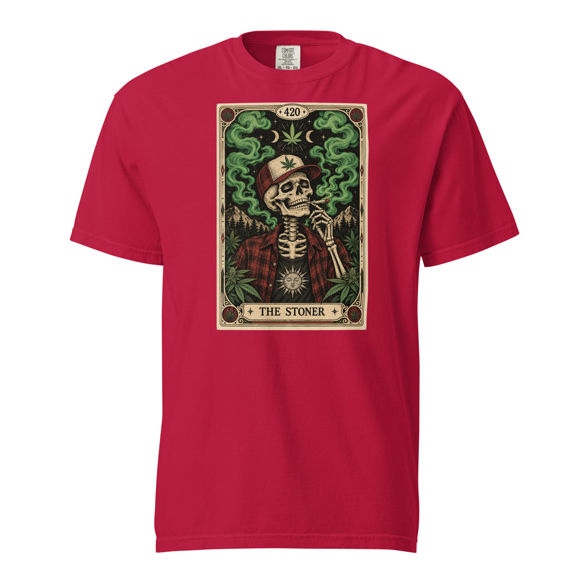 The Stoner Tarot T-Shirt, Skeleton 420 Weed Tee, Cannabis Leaf Trucker Hat Graphic Shirt