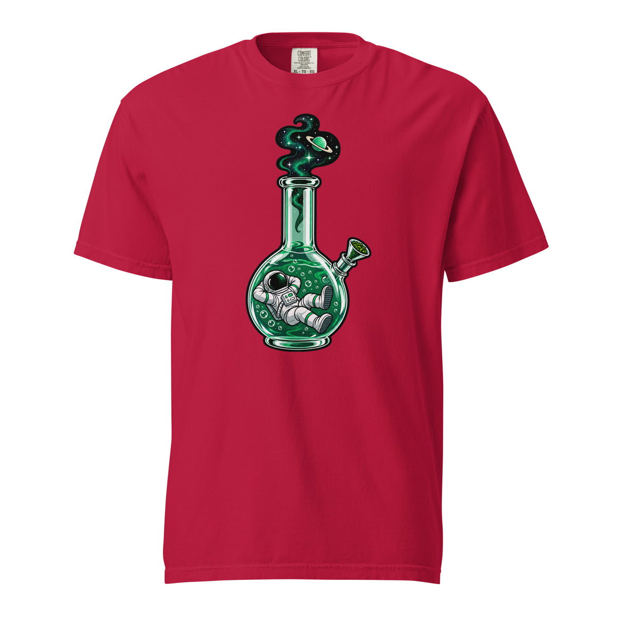 Astronaut Water Pipe T-Shirt, Cosmic Cannabis Graphic Tee, Funny Space 420 Shirt, Magic Leaf Tees
