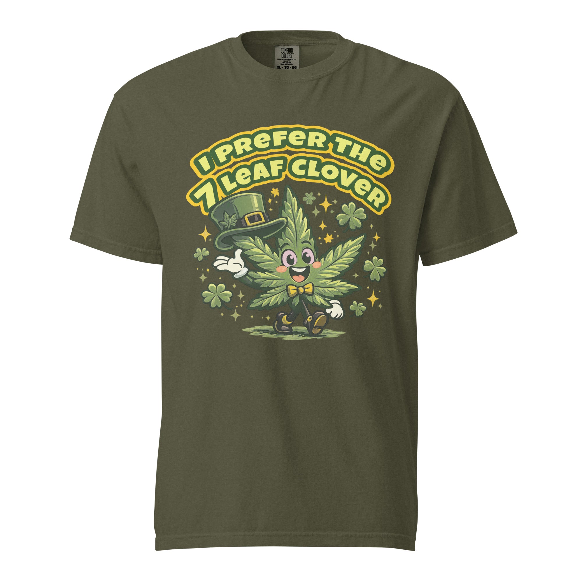 Retro 60s Cannabis Leaf St. Patrick’s Day T-Shirt – Funny Lucky Weed Cartoon Graphic Tee