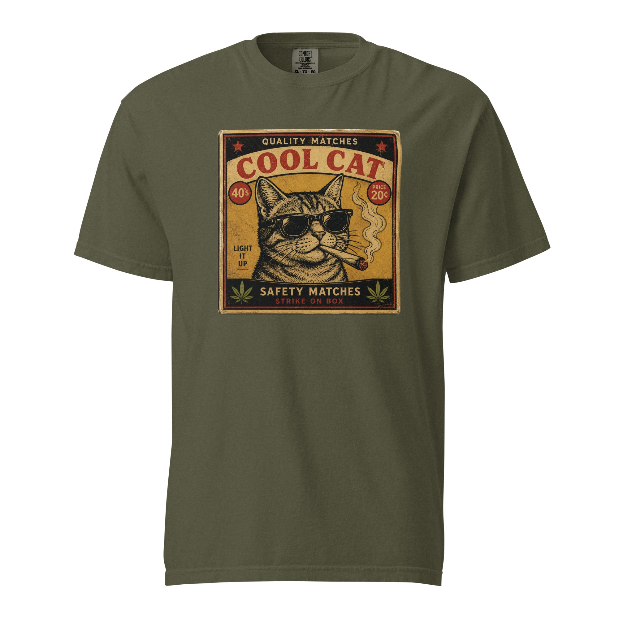 Retro Cool Cat Weed Shirt - Vintage Matchbox Cannabis Graphic T-Shirt