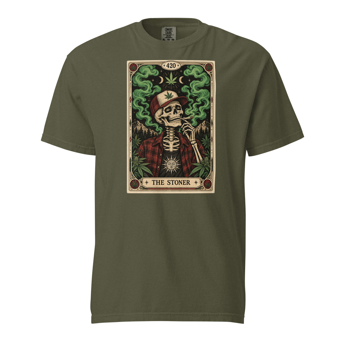 The Stoner Tarot T-Shirt, Skeleton 420 Weed Tee, Cannabis Leaf Trucker Hat Graphic Shirt