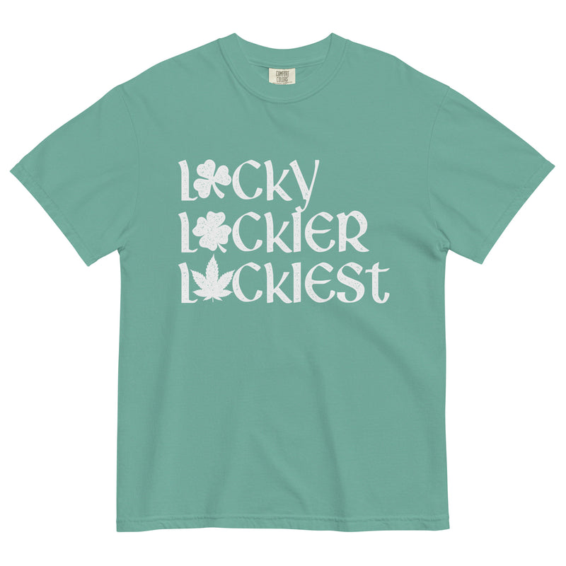 Lucky, Luckier, Luckiest Weed Tee | St. Patrick's Day Cannabis Shirt | Herbal Luck Celebration | Magic Leaf Tees