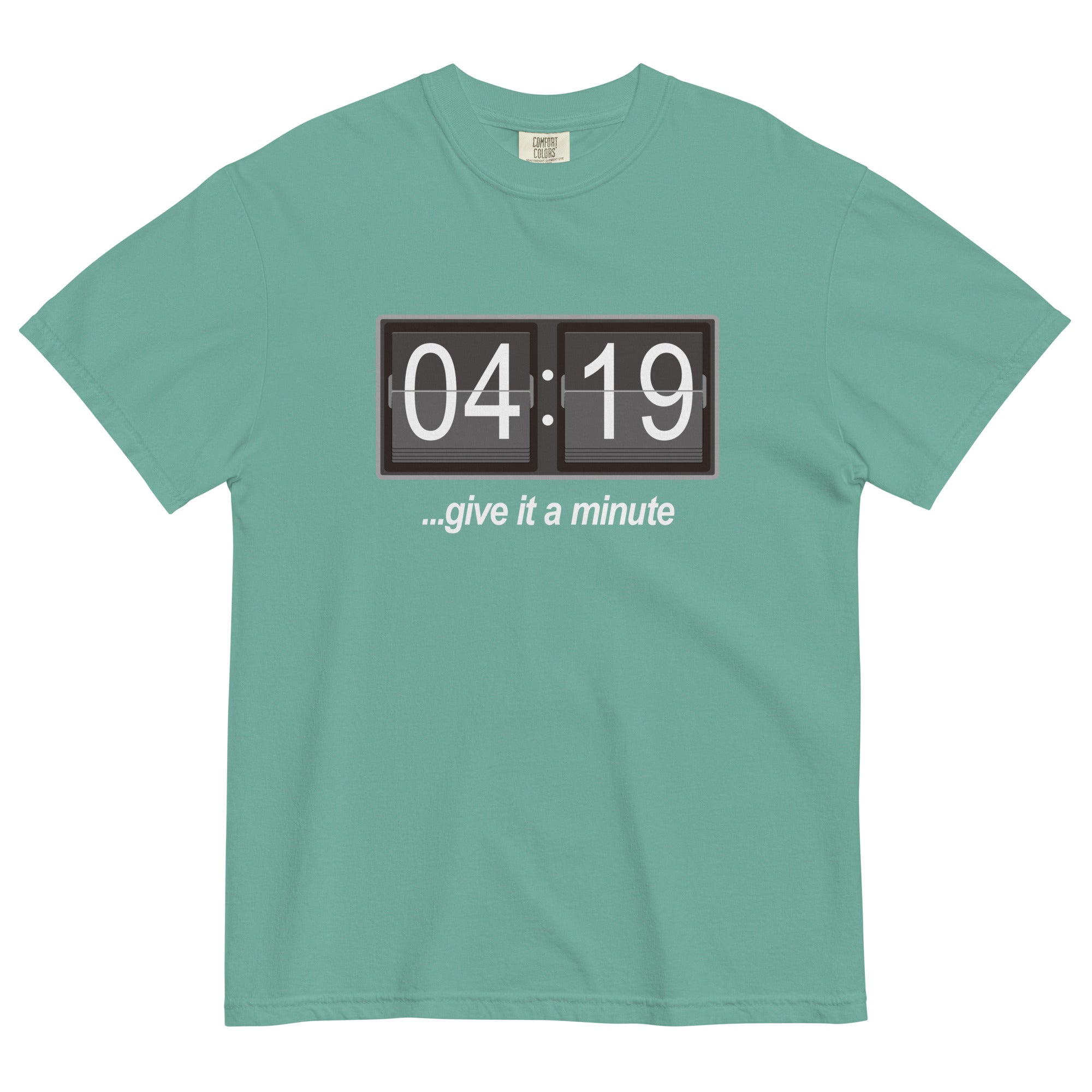 420 T-Shirt: 'Give It A Minute' Digital Alarm Clock Design | Magic Leaf Tees