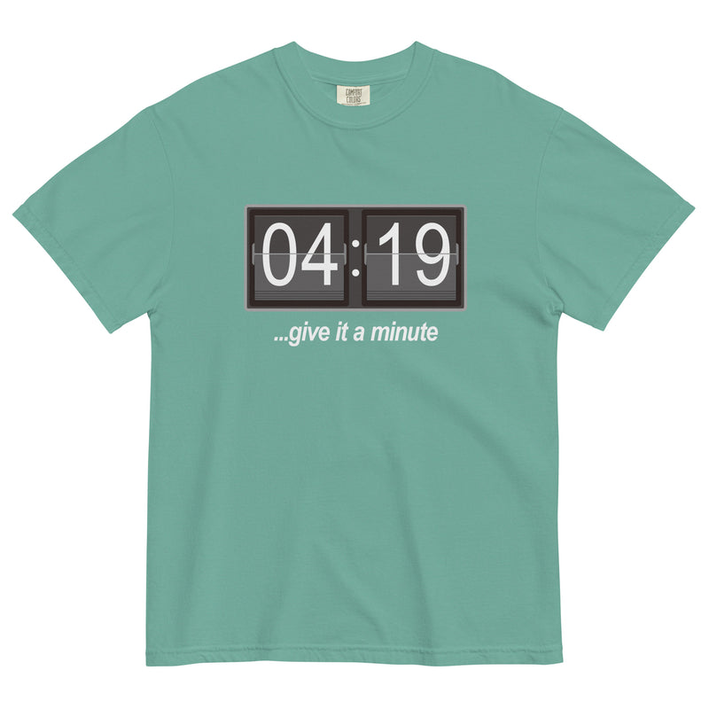 420 T-Shirt: 'Give It A Minute' Digital Alarm Clock Design | Magic Leaf Tees