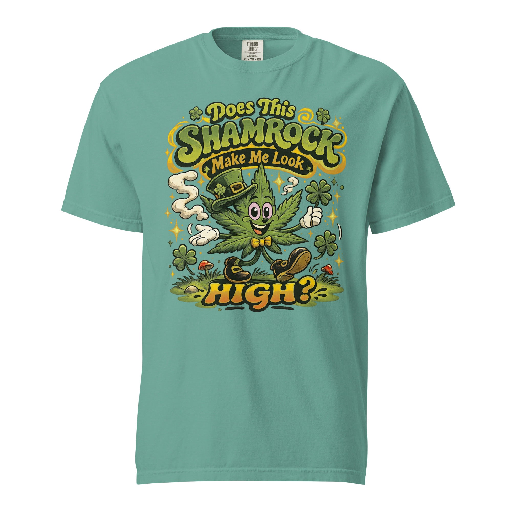 Does This Shamrock Make Me Look High? T-Shirt – Funny St. Patrick’s Day Weed Shirt | Magic Leaf Tees