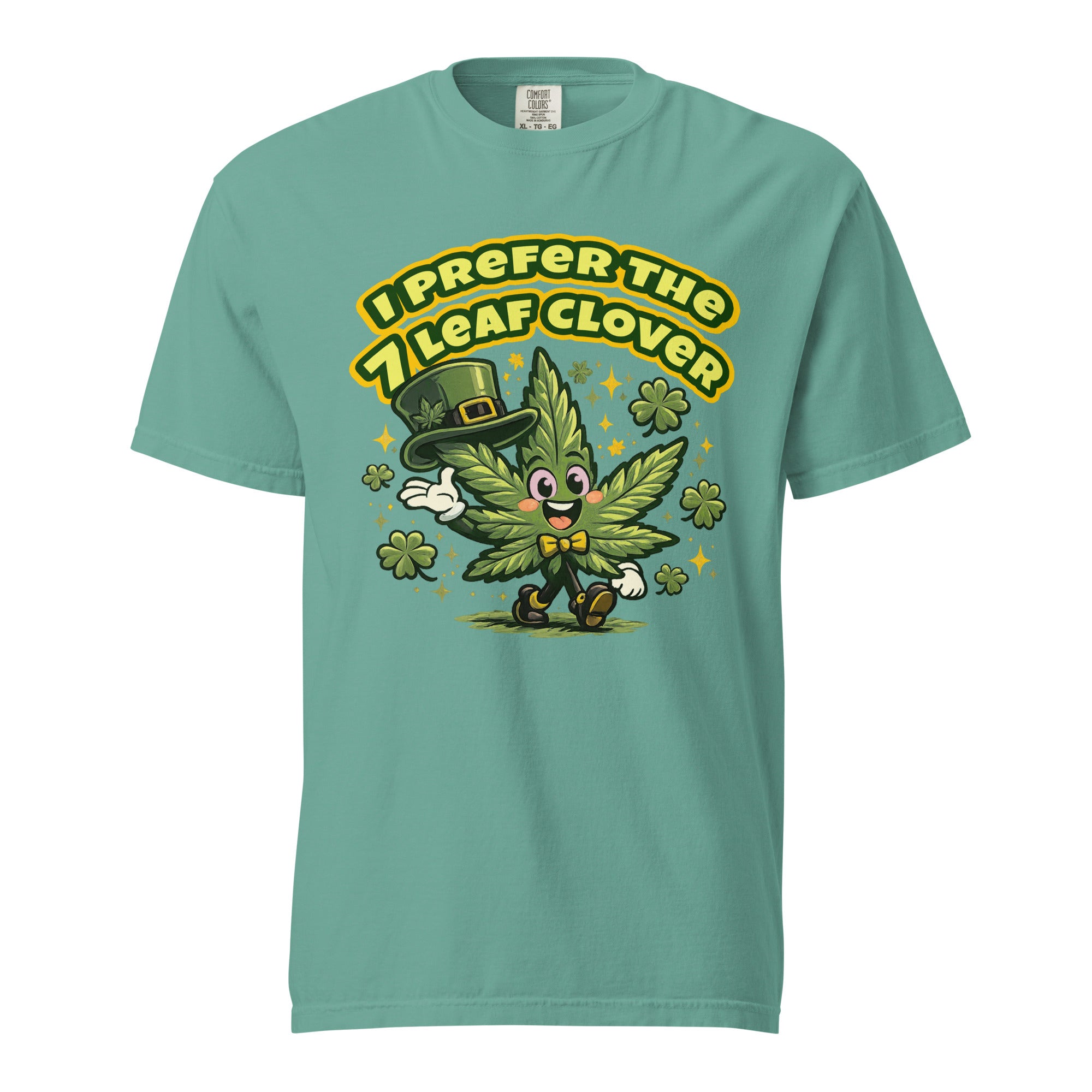 Retro 60s Cannabis Leaf St. Patrick’s Day T-Shirt – Funny Lucky Weed Cartoon Graphic Tee