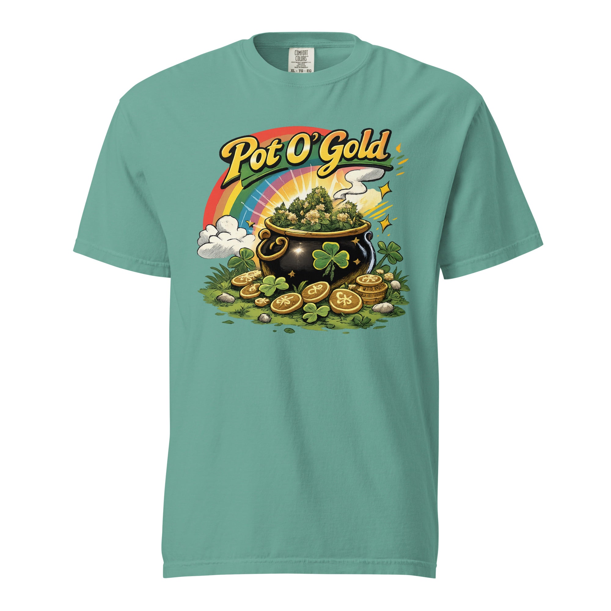 Pot O’ Gold Cannabis T-Shirt – Funny St. Patrick’s Day Weed Retro 80s Graphic Tee