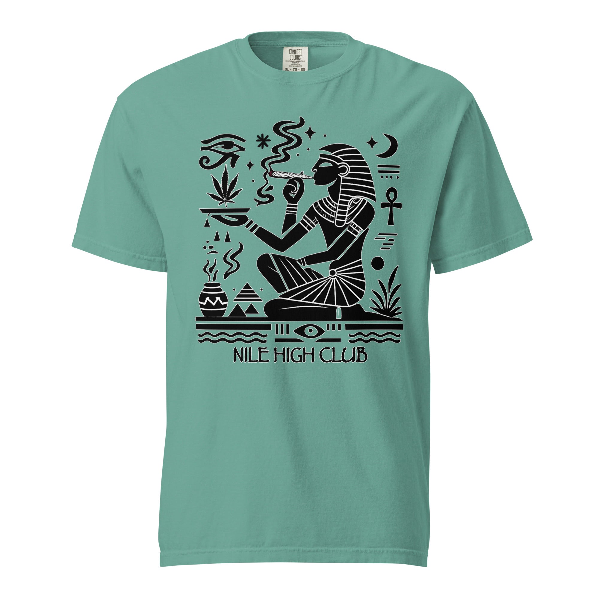 Nile High Club T-Shirt – Ancient Egyptian Cannabis Hieroglyph Graphic | Magic Leaf Tees