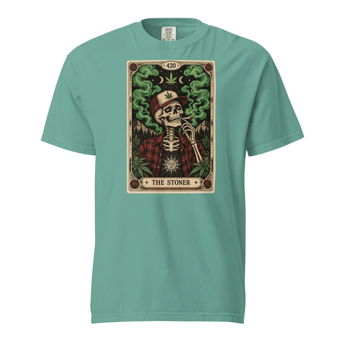 The Stoner Tarot T-Shirt, Skeleton 420 Weed Tee, Cannabis Leaf Trucker Hat Graphic Shirt