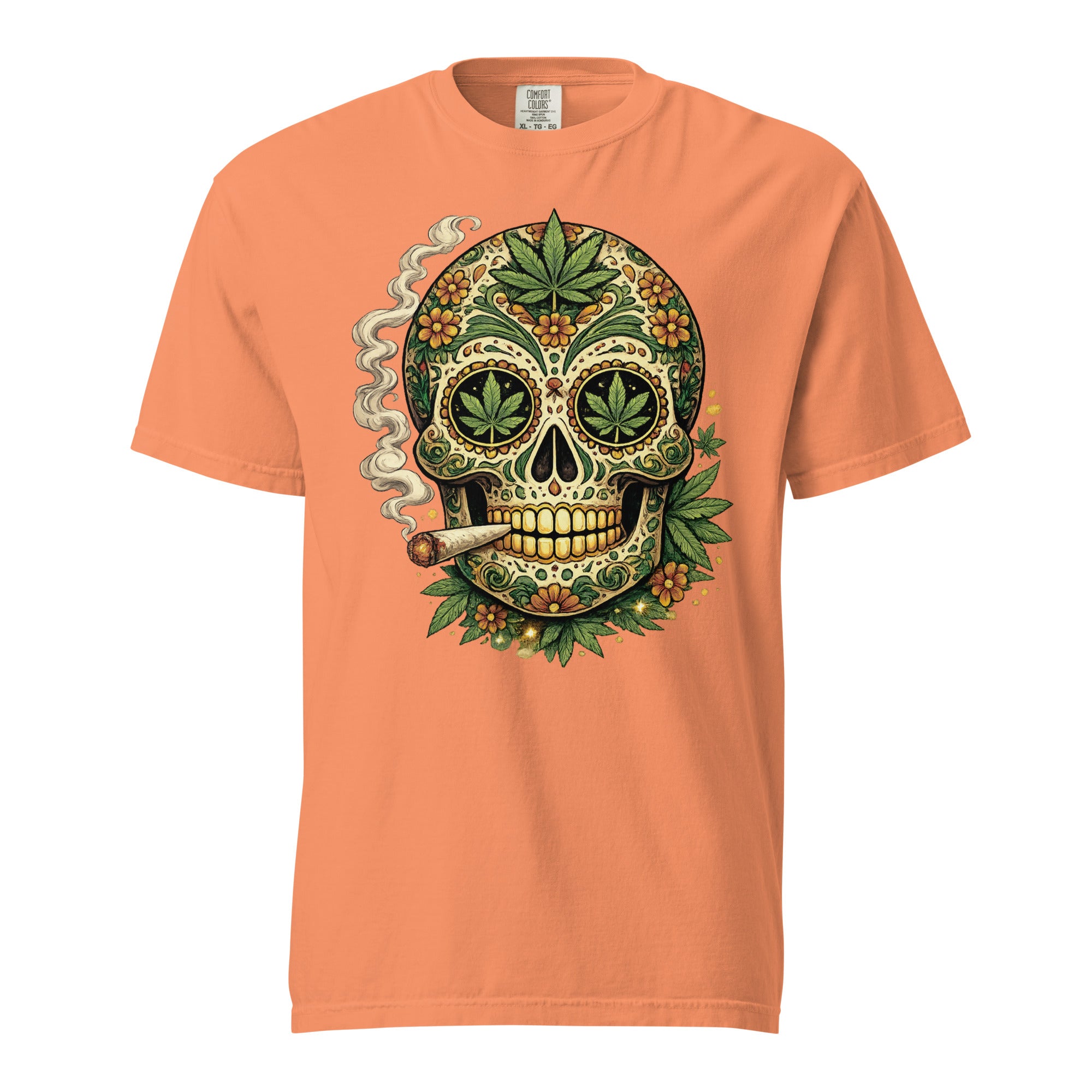 Cannabis Sugar Skull T-Shirt – Day of the Dead Weed Graphic Tee | Magic Leaf Tees