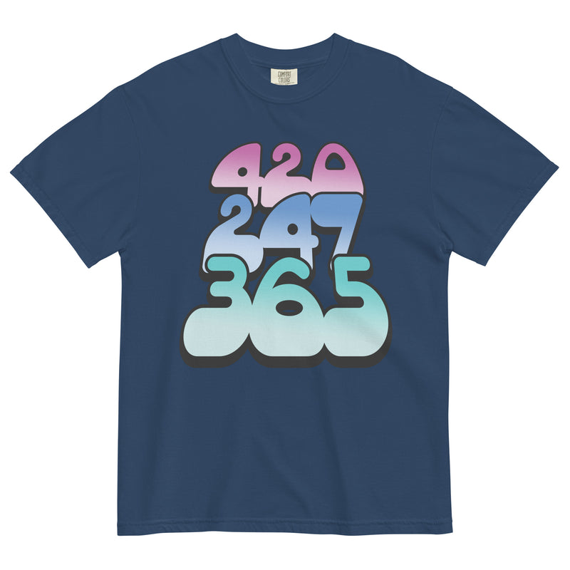 420 247 365 Tee | 60s Inspired Cannabis Shirt | Hippie Style Weed Enthusiast Apparel | Magic Leaf Tees