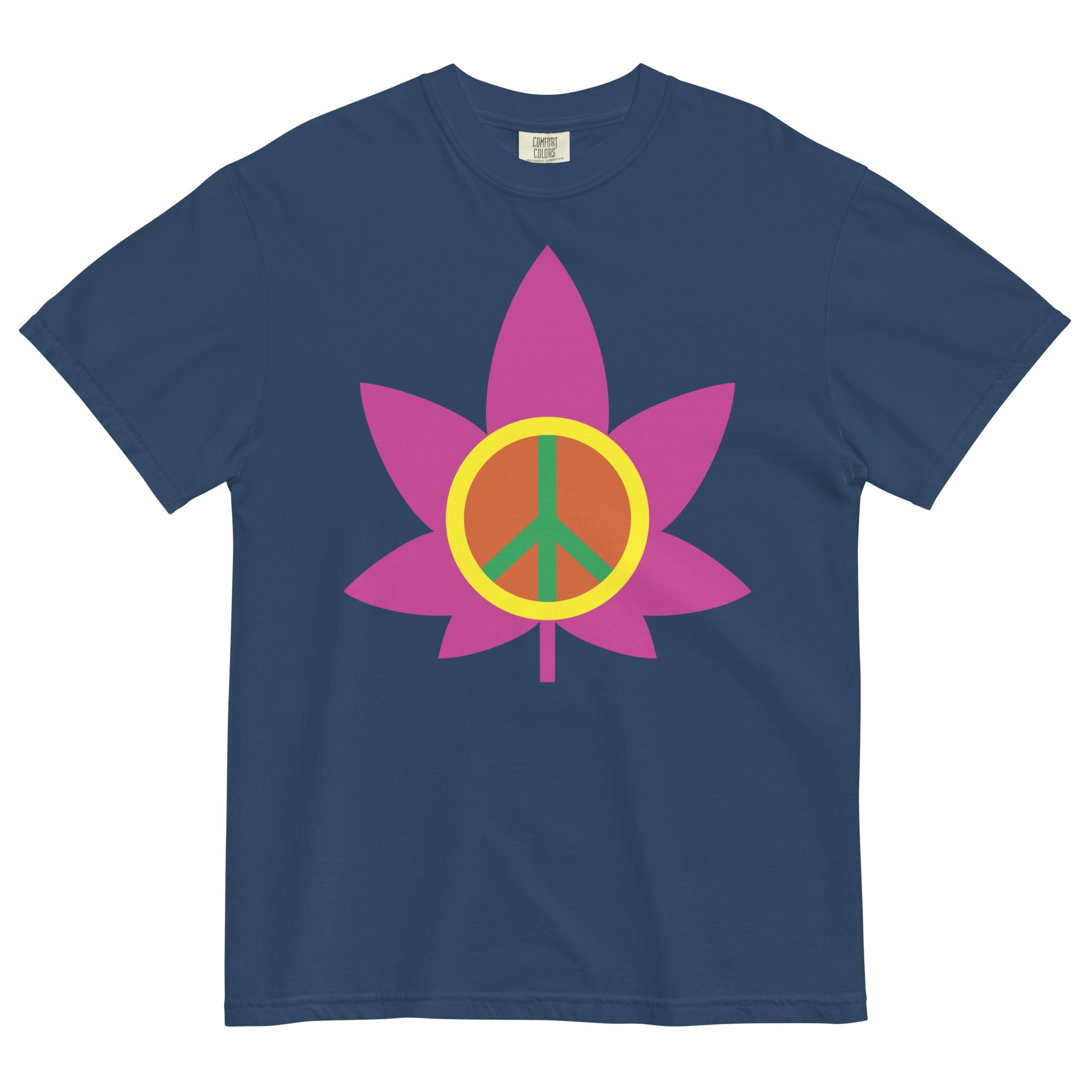 Groovy Vibes: 60's Inspired Pot Leaf and Peace Sign Tee for Retro Cannabis Style! - Magic Leaf Tees