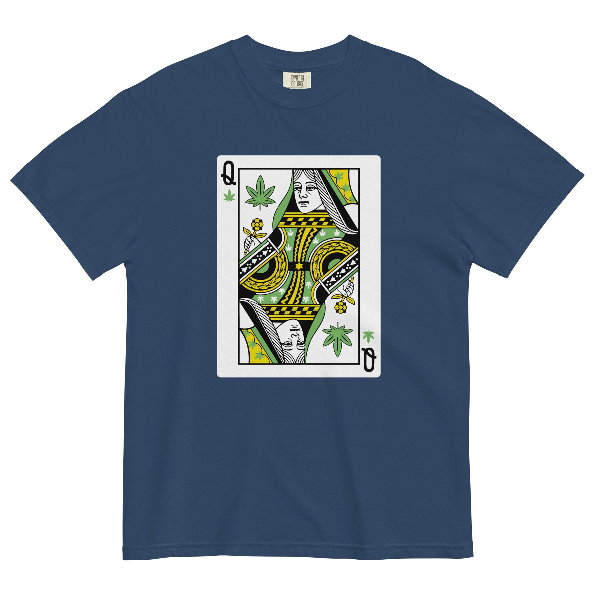 Queen of Weed Playing Card T-Shirt: Cannabis Casino Apparel | Magic Leaf Tees