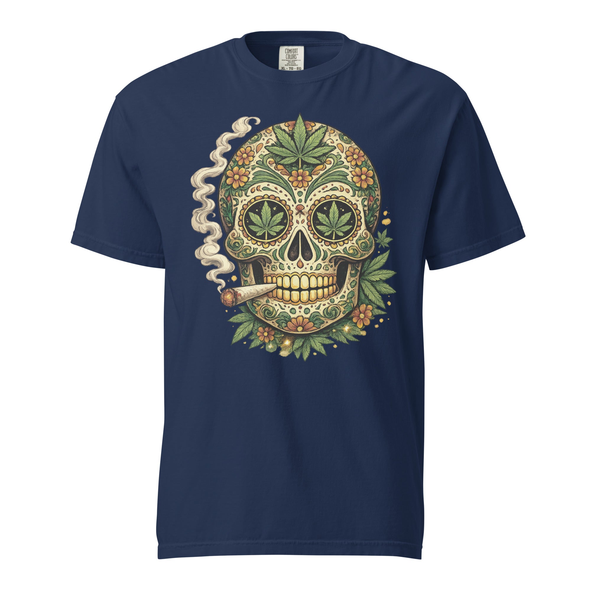 Cannabis Sugar Skull T-Shirt – Day of the Dead Weed Graphic Tee | Magic Leaf Tees