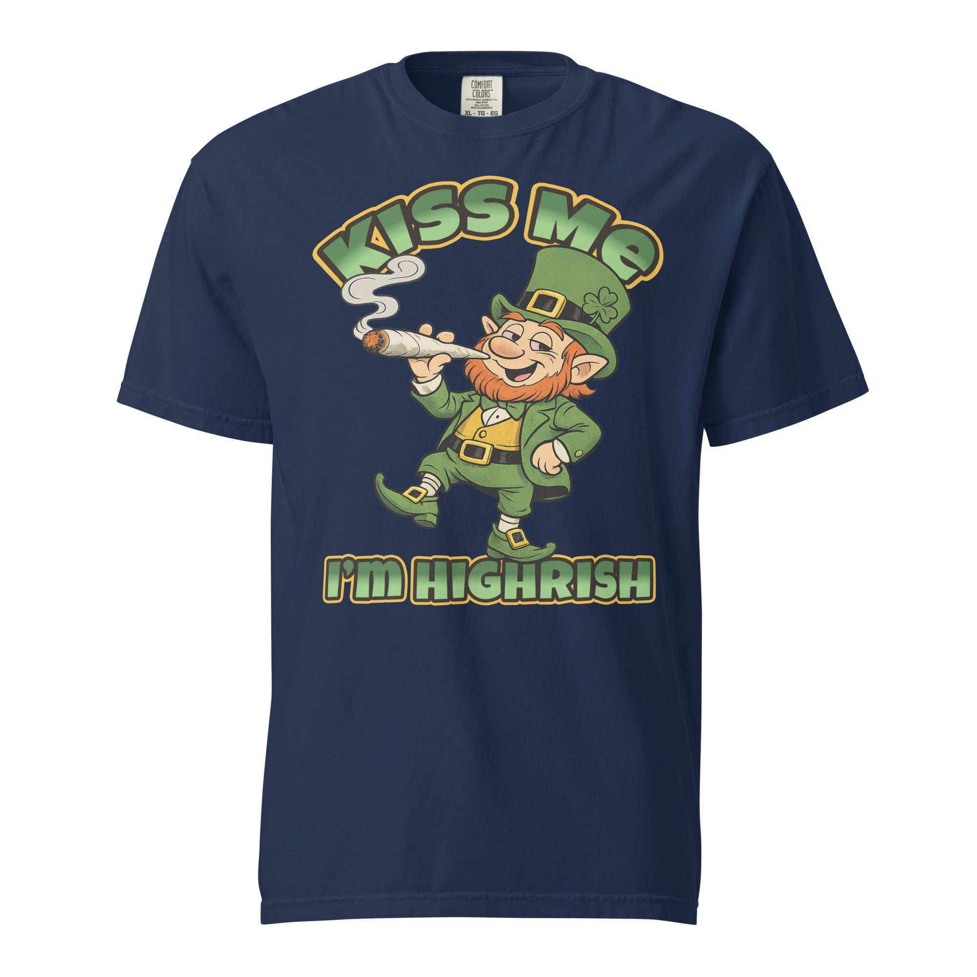Kiss Me I’m Highrish T-Shirt – Funny St. Patrick’s Day Weed Shirt | 420 Leprechaun Tee – Magic Leaf Tees