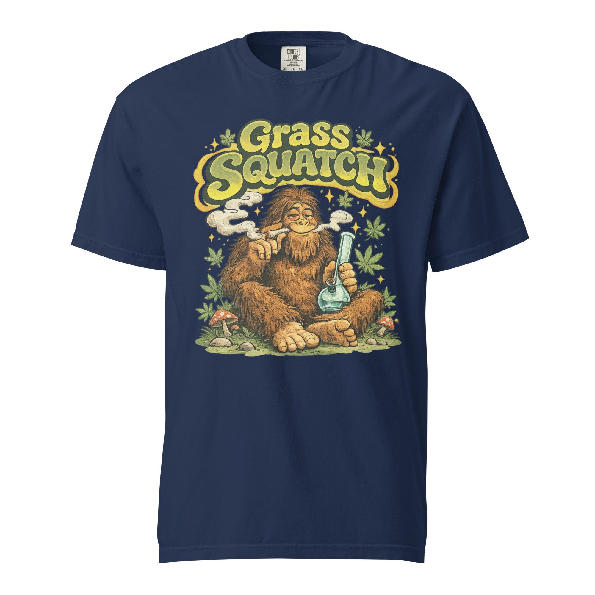 Grass Squatch T-Shirt – Funny Sasquatch Weed Shirt, Retro 60s Bigfoot Cannabis Graphic Tee