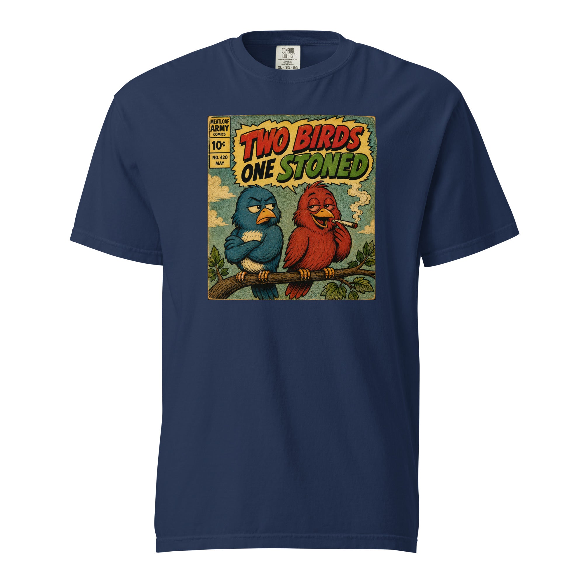 Two Birds One Stoned T-Shirt – Funny Retro Stoner Graphic Tee