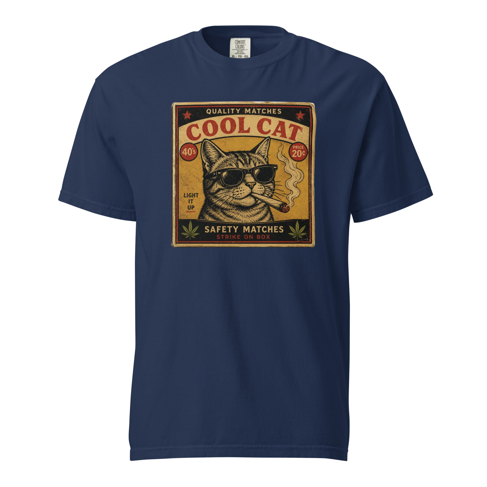 Retro Cool Cat Weed Shirt - Vintage Matchbox Cannabis Graphic T-Shirt