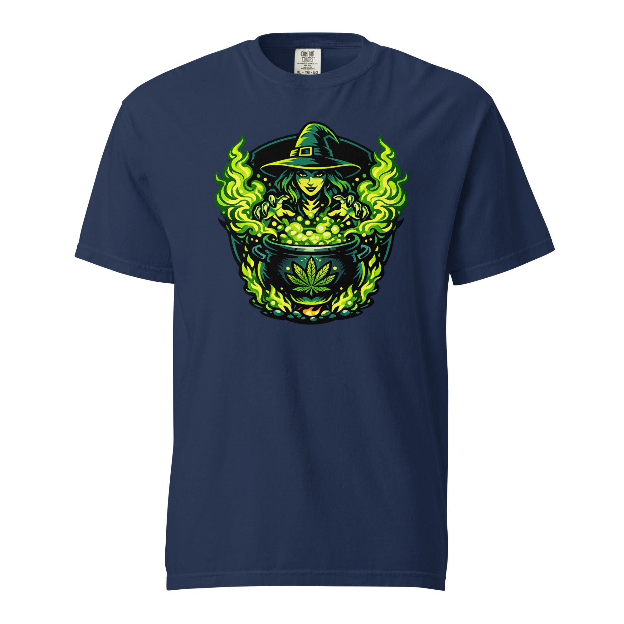 Witch Cauldron Cannabis T-Shirt, Halloween Weed Shirt, Green Magic 420 Graphic Tee, Magic Leaf Tees