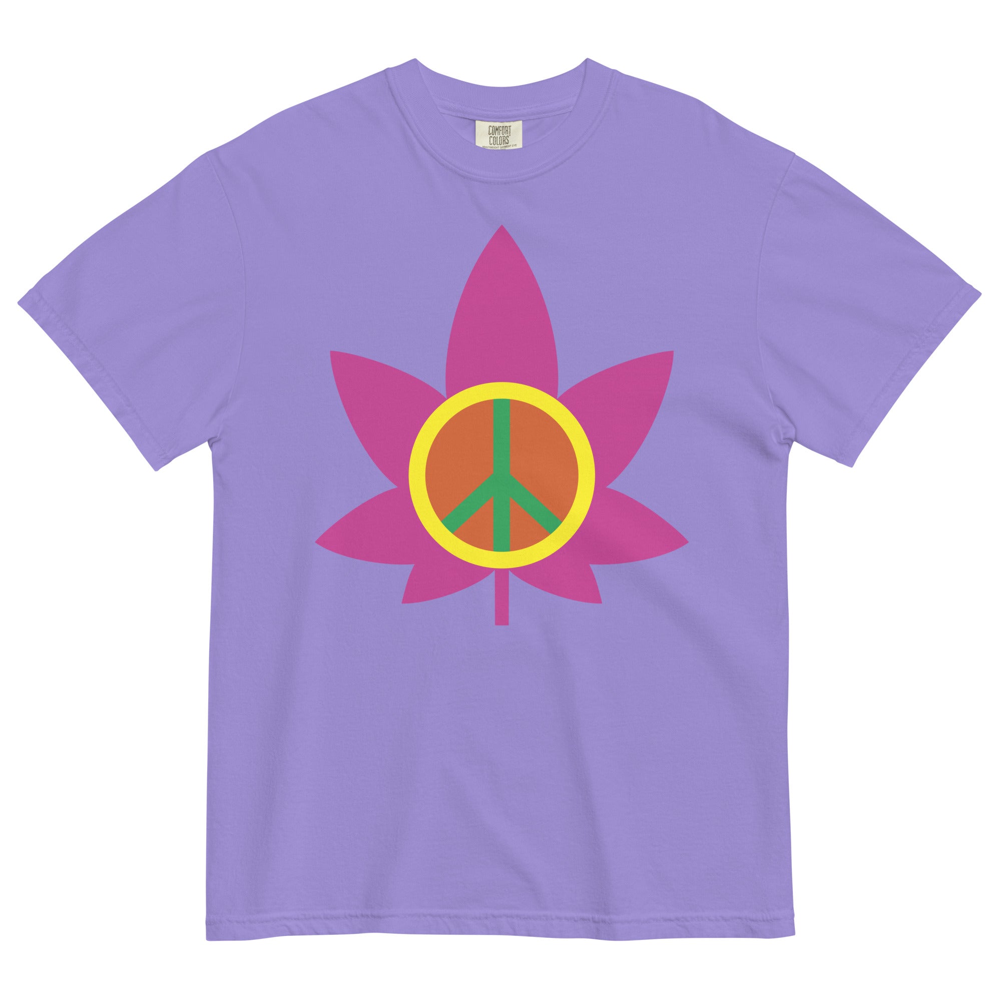 Groovy Vibes: 60's Inspired Pot Leaf and Peace Sign Tee for Retro Cannabis Style! - Magic Leaf Tees