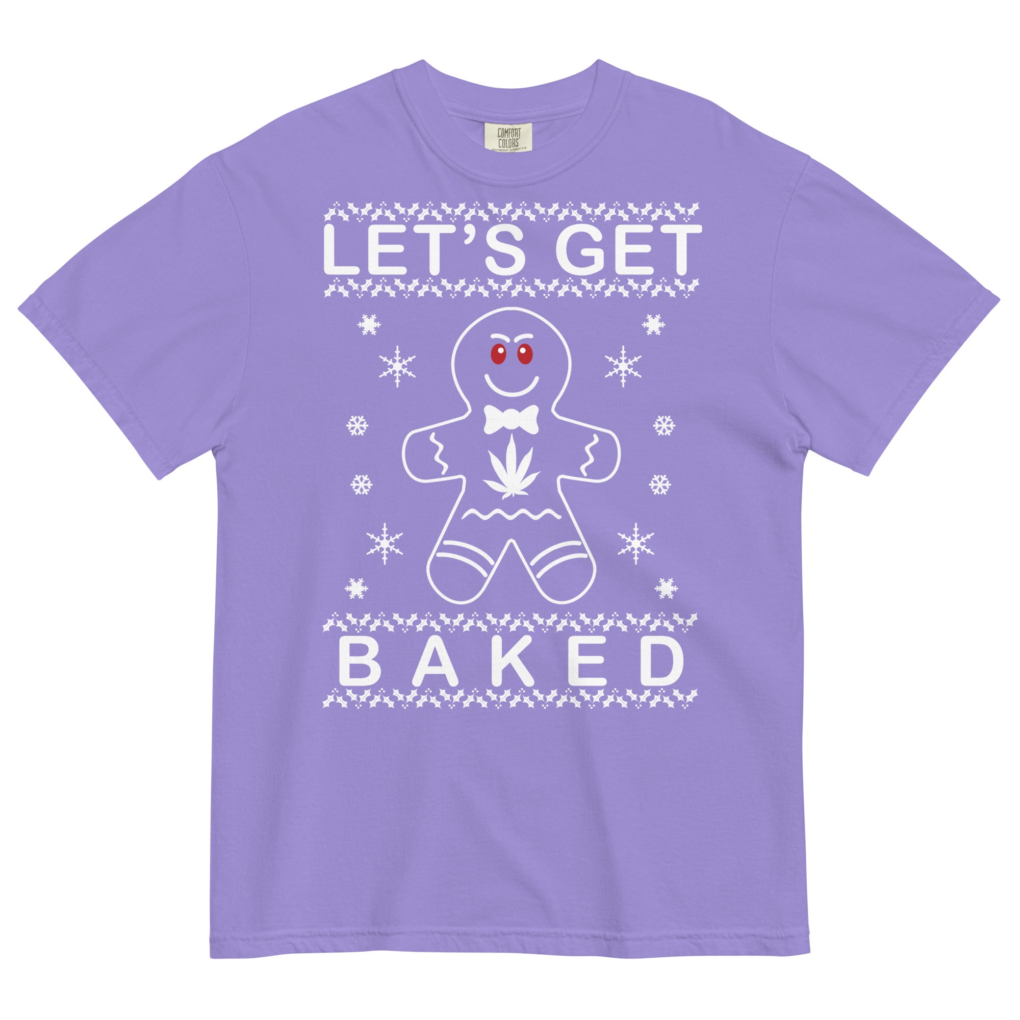 Cannabis Christmas T-Shirt: 'Let's Get Baked' Gingerbread Man Print | Magic Leaf Tees