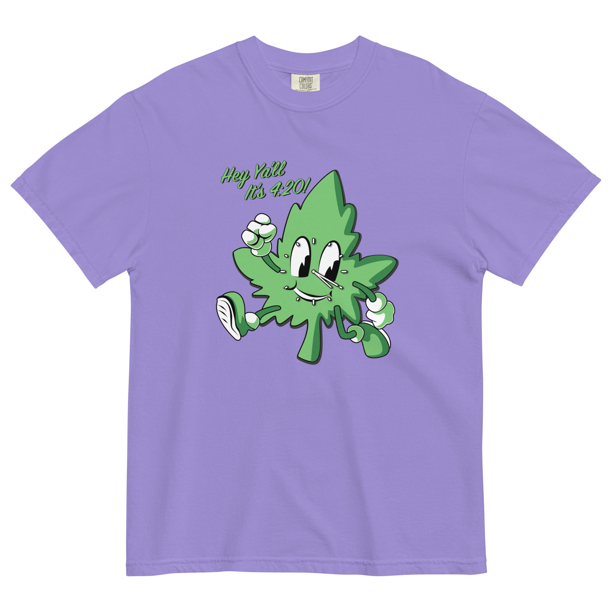 Hey Y'all It's 4:20! Funny Weed T-Shirt with Cartoon Leaf – Perfect for Marijuana Enthusiasts | Magic Leaf Tees