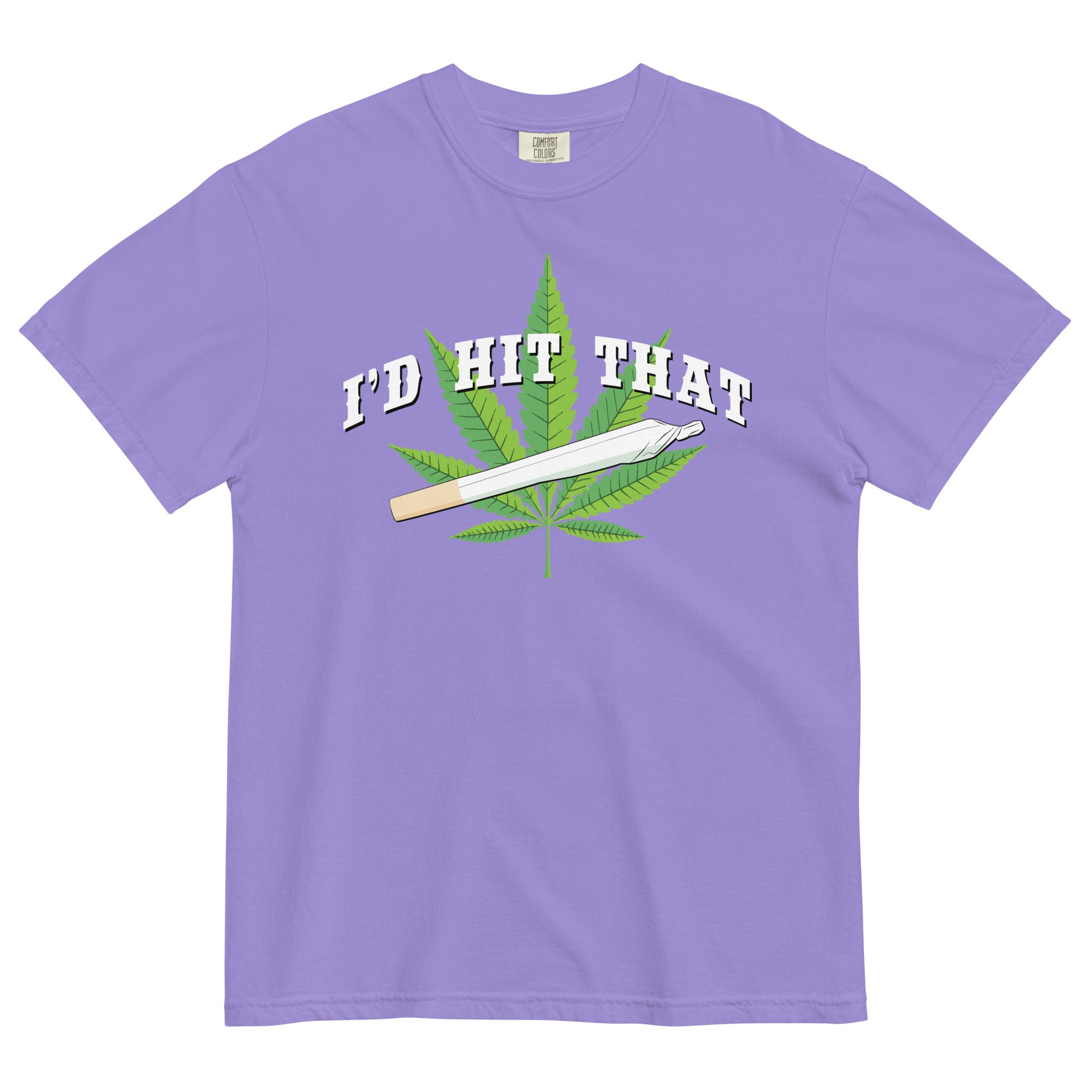 "I'd Hit That" Funny Stoner T-Shirt with Joint and Cannabis Leaf Design | Magic Leaf Tees