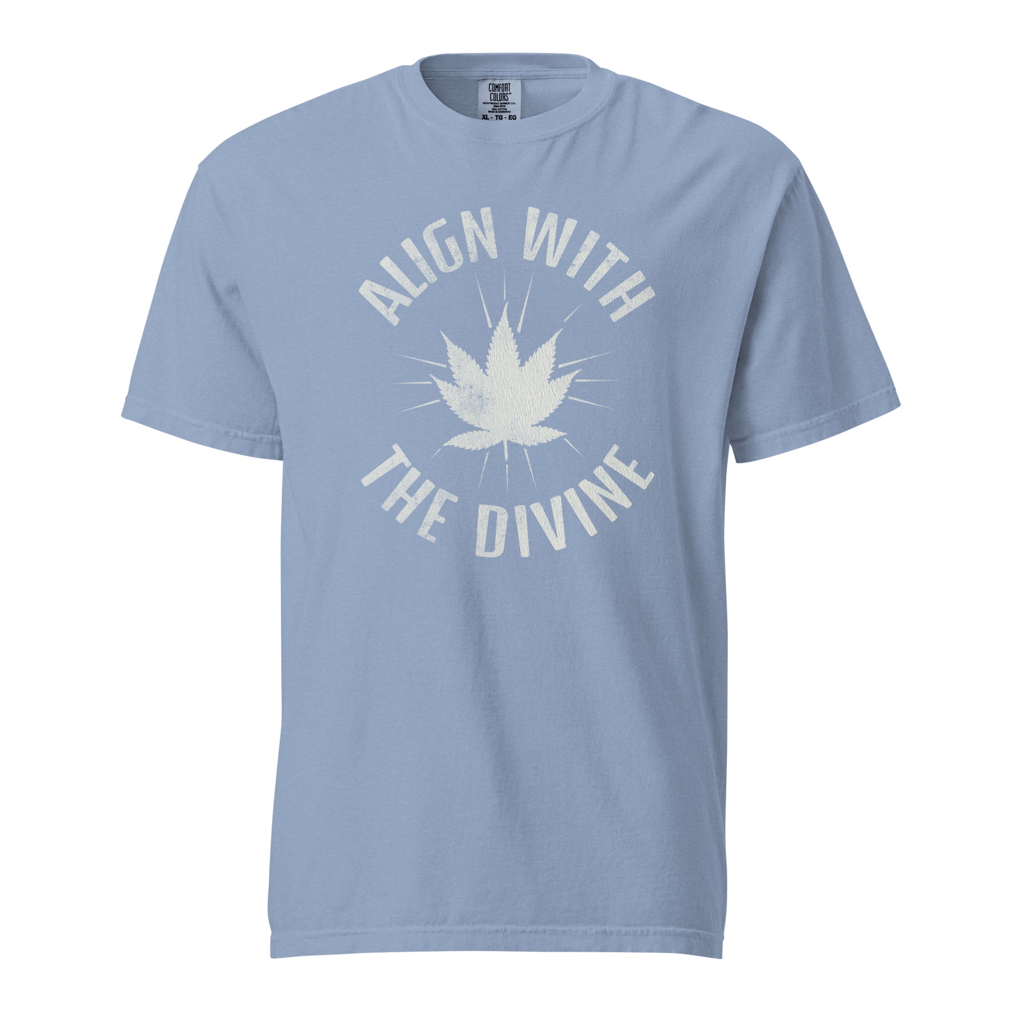 Align With The Divine T-Shirt, Distressed Cannabis Leaf Tee, Spiritual Weed Shirt, Boho 420 Graphic Tee