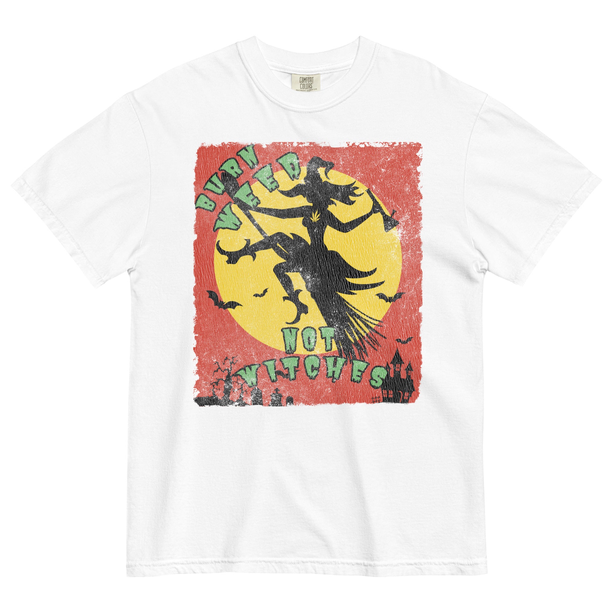 Burn Weed Not Witches Halloween Tee | Cannabis Enthusiast Shirt | Spooky Marijuana Statement | Magic Leaf Tees