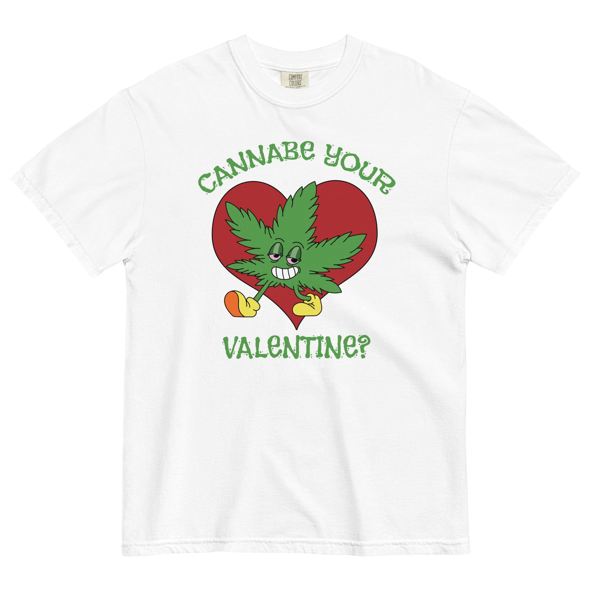 Cannabe Your Valentine? Playful Cartoon Pot Leaf Tee for Weed Enthusiasts! - Magic Leaf Tees