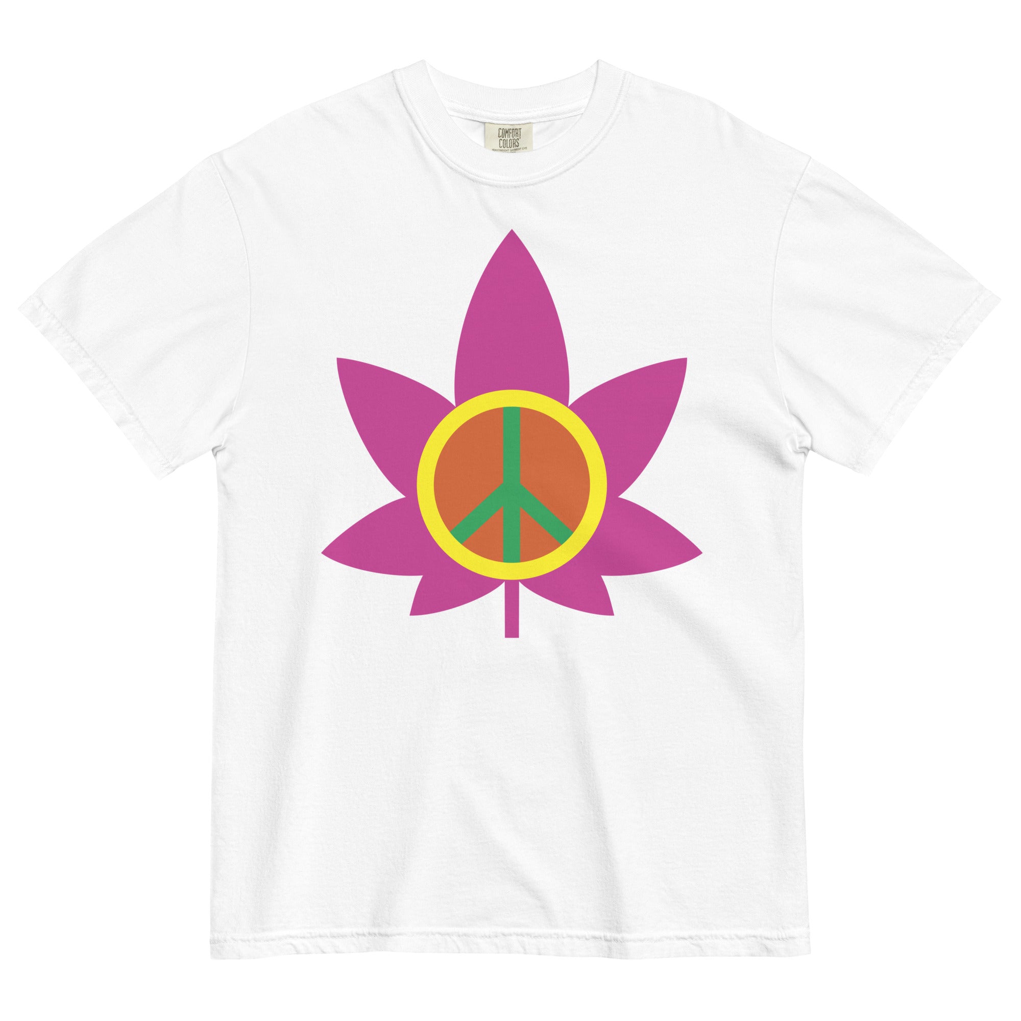 Groovy Vibes: 60's Inspired Pot Leaf and Peace Sign Tee for Retro Cannabis Style! - Magic Leaf Tees