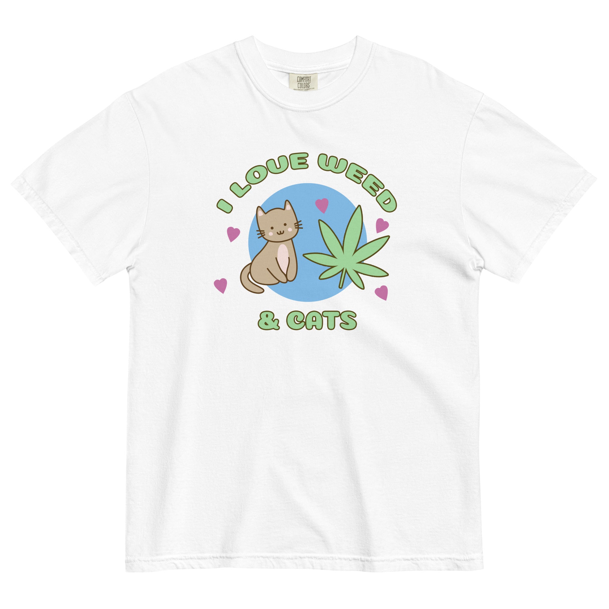 Purrrfectly High: I Love Weed And Cats T-Shirt | Magic Leaf Tees