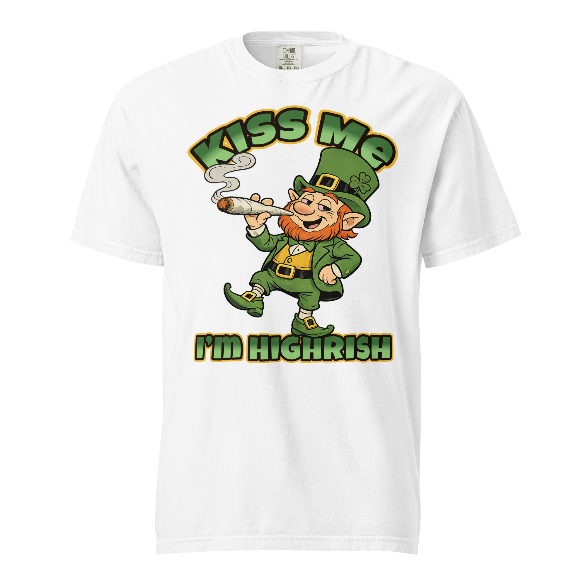 Kiss Me I’m Highrish T-Shirt – Funny St. Patrick’s Day Weed Shirt | 420 Leprechaun Tee – Magic Leaf Tees