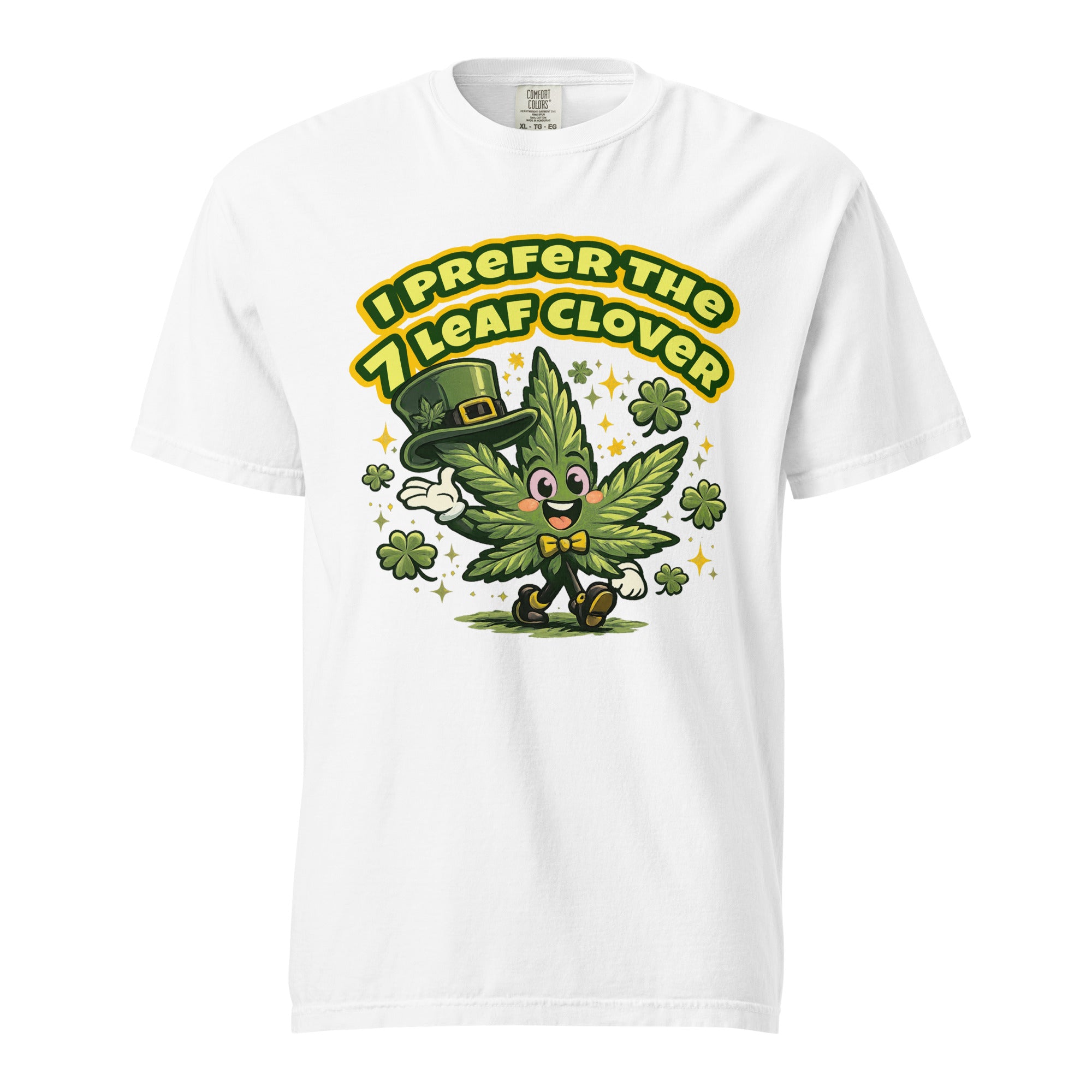 Retro 60s Cannabis Leaf St. Patrick’s Day T-Shirt – Funny Lucky Weed Cartoon Graphic Tee