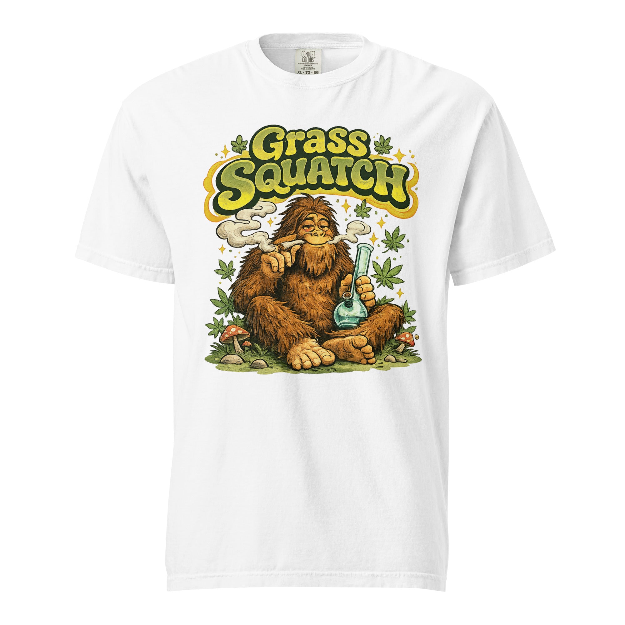 Grass Squatch T-Shirt – Funny Sasquatch Weed Shirt, Retro 60s Bigfoot Cannabis Graphic Tee