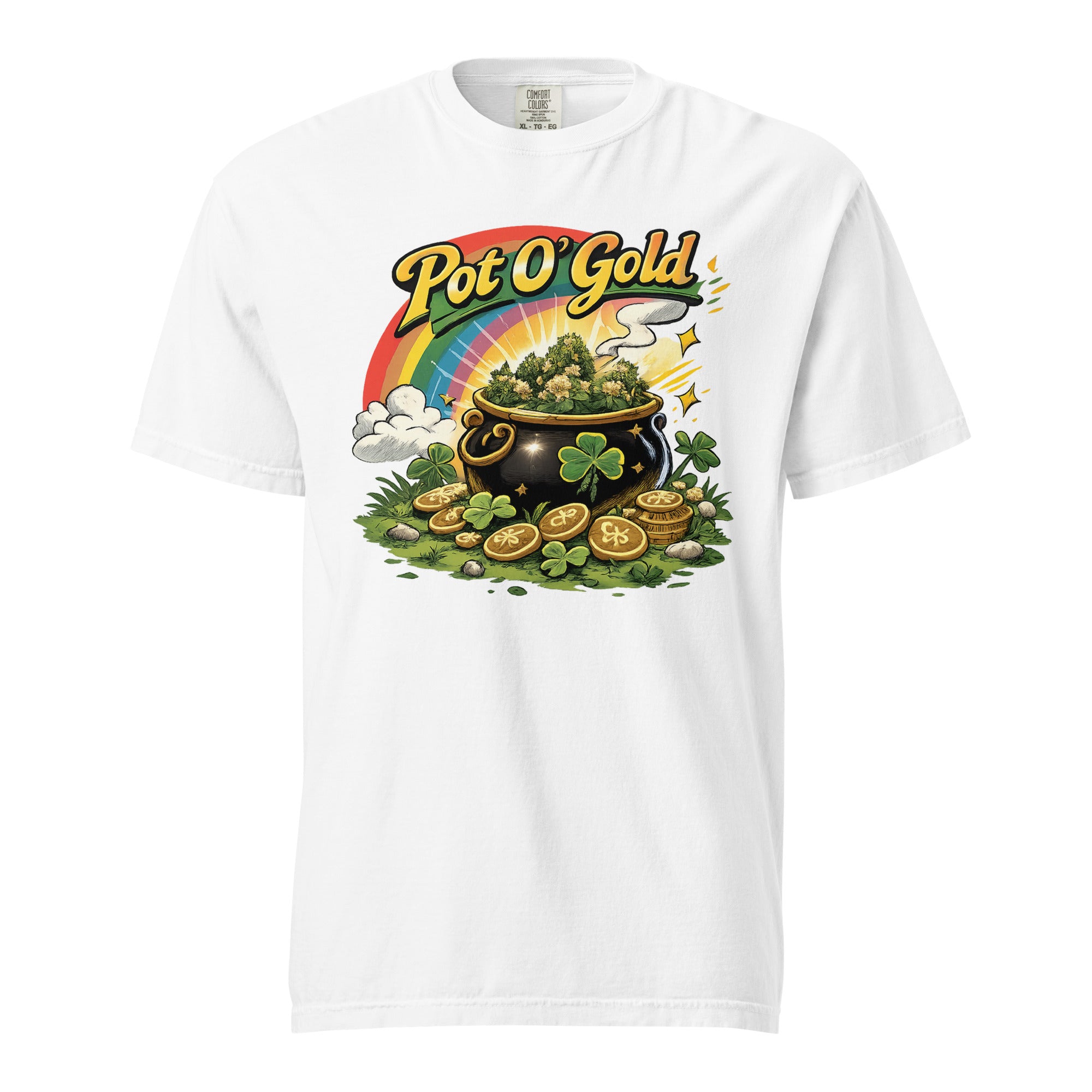Pot O’ Gold Cannabis T-Shirt – Funny St. Patrick’s Day Weed Retro 80s Graphic Tee