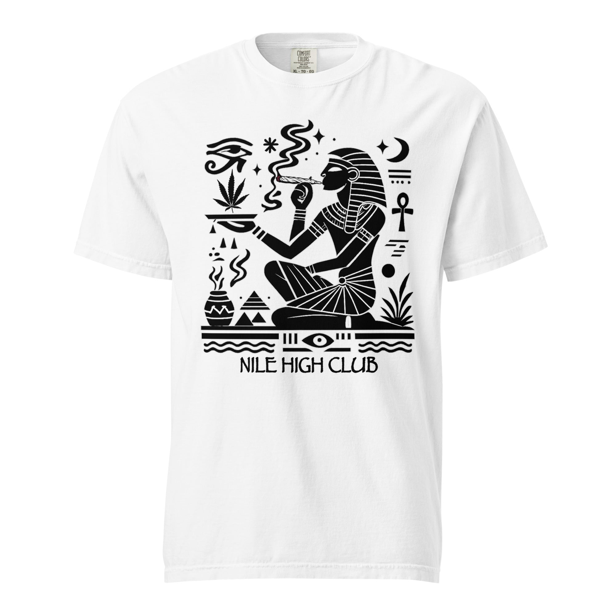 Nile High Club T-Shirt – Ancient Egyptian Cannabis Hieroglyph Graphic | Magic Leaf Tees