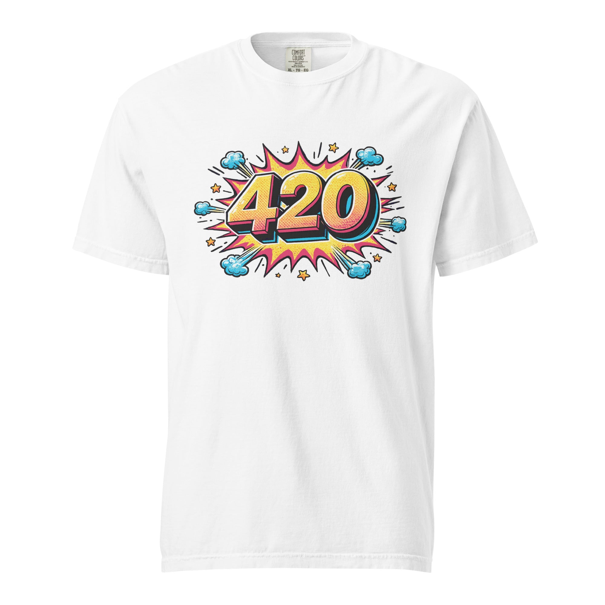 Pop Art 420 T-Shirt – Retro Comic Style Cannabis Graphic Tee | Riso Print Inspired Streetwear | Magic Leaf Tees