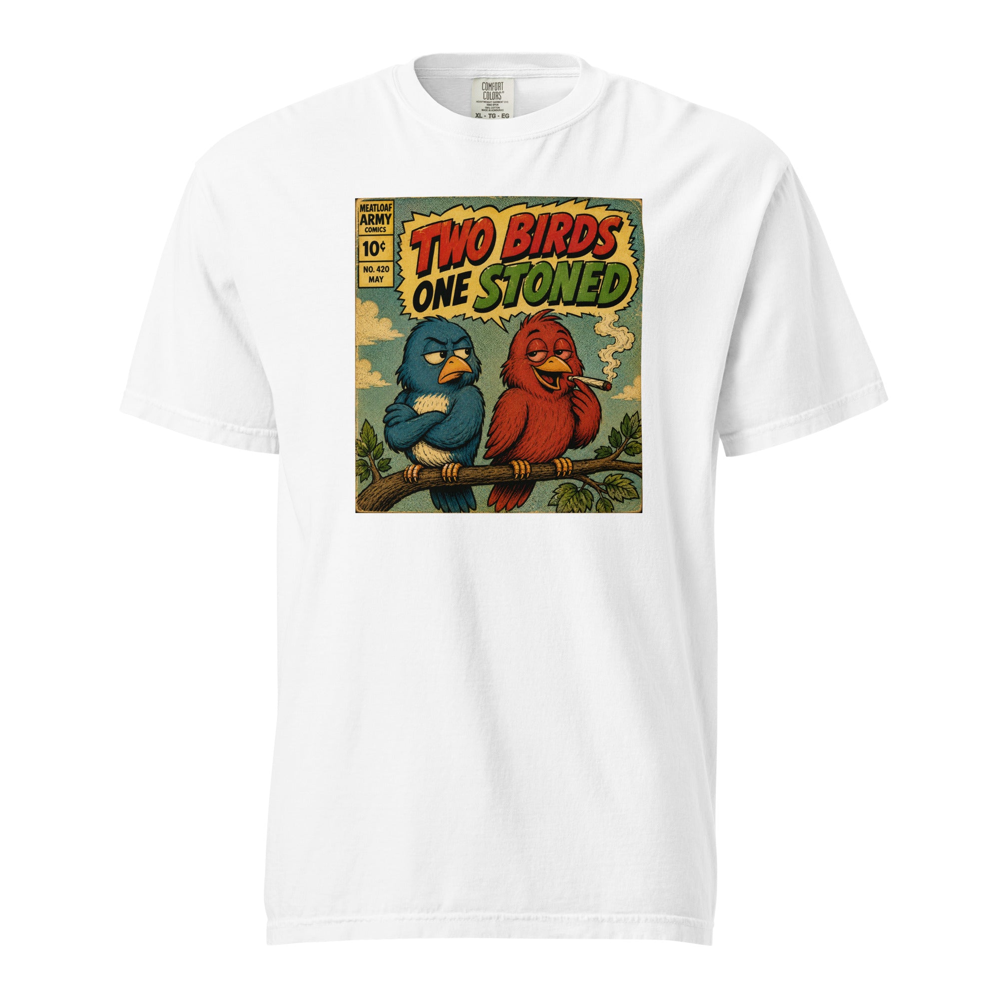 Two Birds One Stoned T-Shirt – Funny Retro Stoner Graphic Tee
