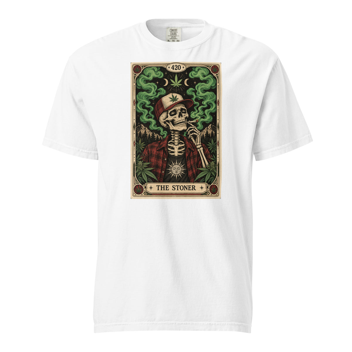 The Stoner Tarot T-Shirt, Skeleton 420 Weed Tee, Cannabis Leaf Trucker Hat Graphic Shirt