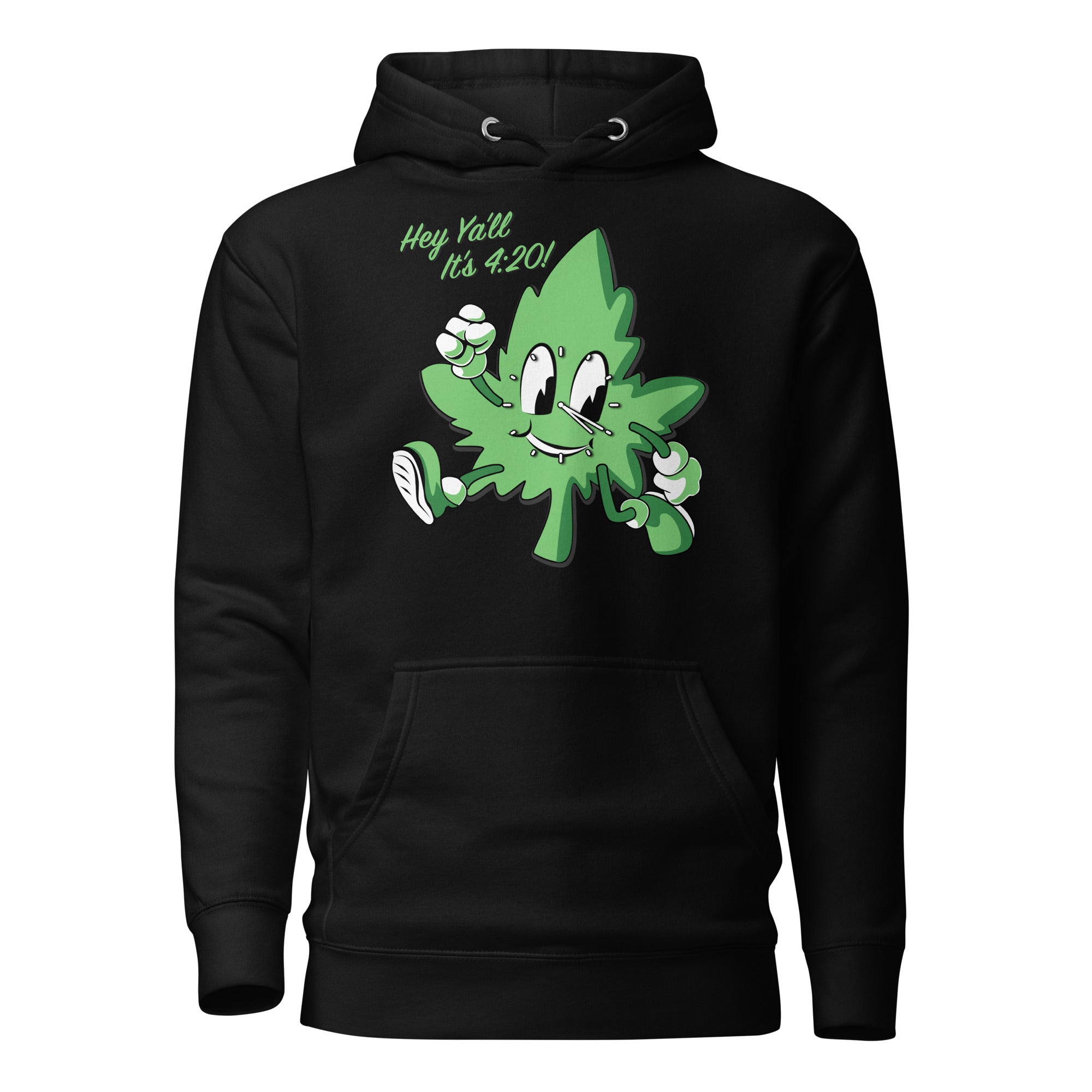 Hey Y'all It's 4:20! Funny Cannabis Hoodie with Cartoon Leaf – Perfect for Marijuana Enthusiasts | Magic Leaf Tees