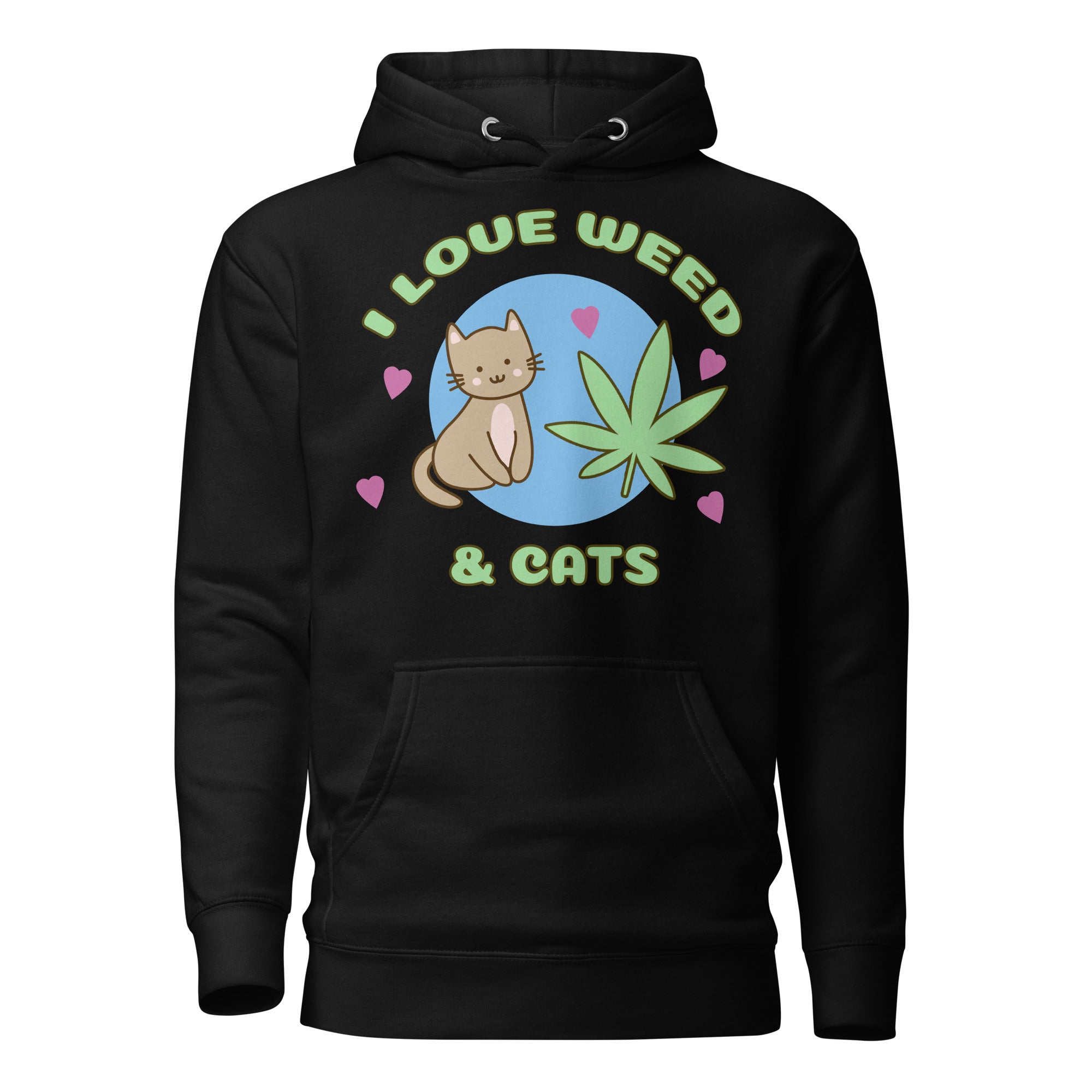 Purrrfectly High: I Love Weed And Cats Hoodie | Magic Leaf Tees