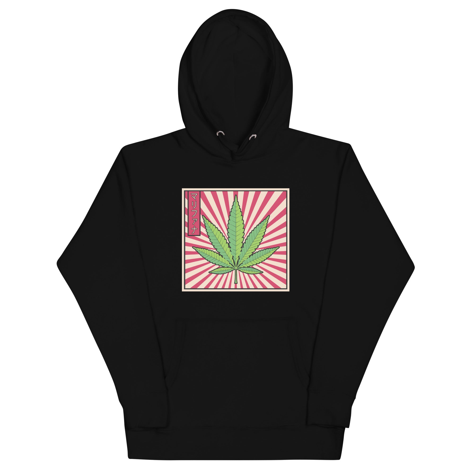 Japanese Art Cannabis Hoodie - Magic Leaf Tees | Pot Leaf Design with Katakana Script