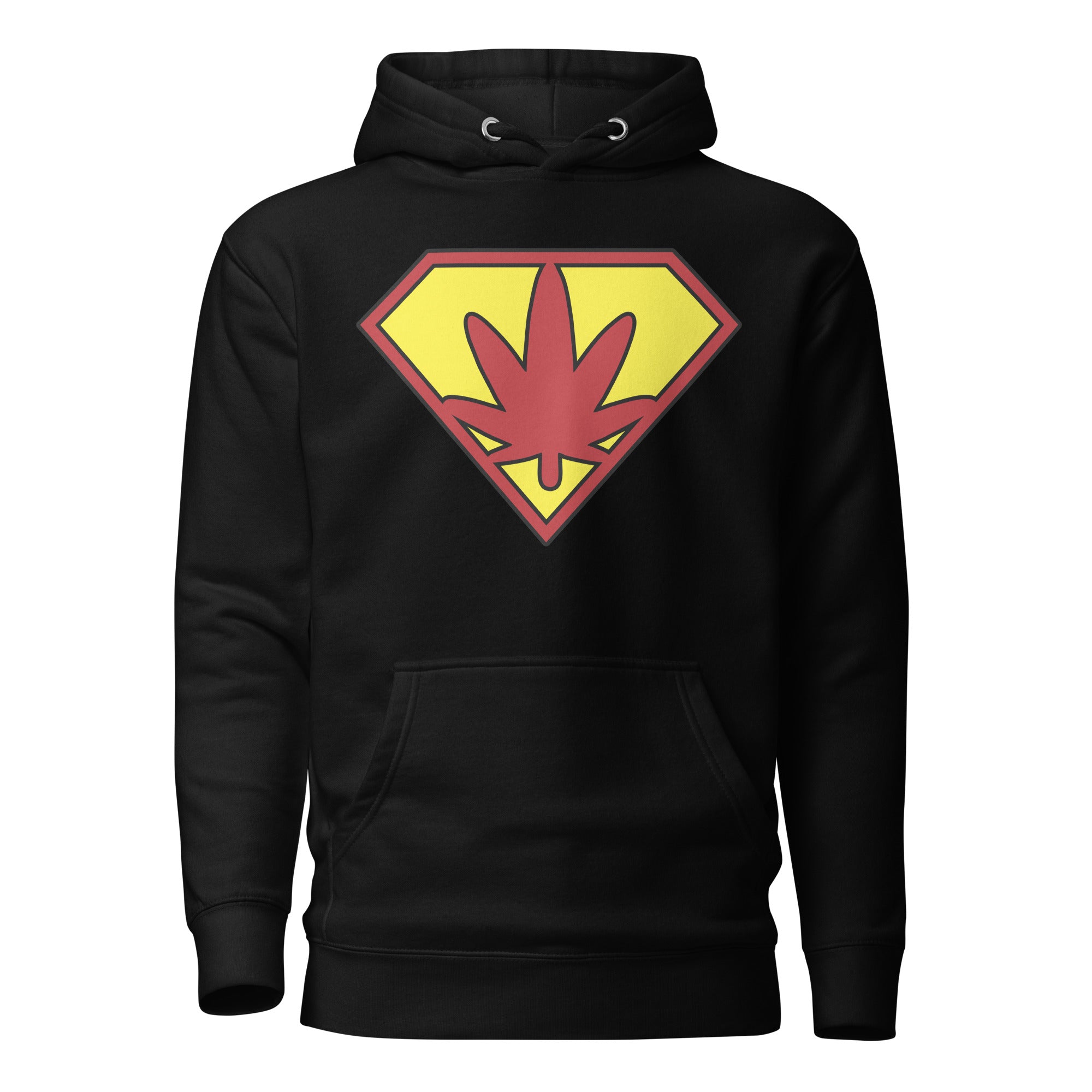 Super Weed Man Cannabis Hoodie – Bold Marijuana Logo Design | Magic Leaf Tees