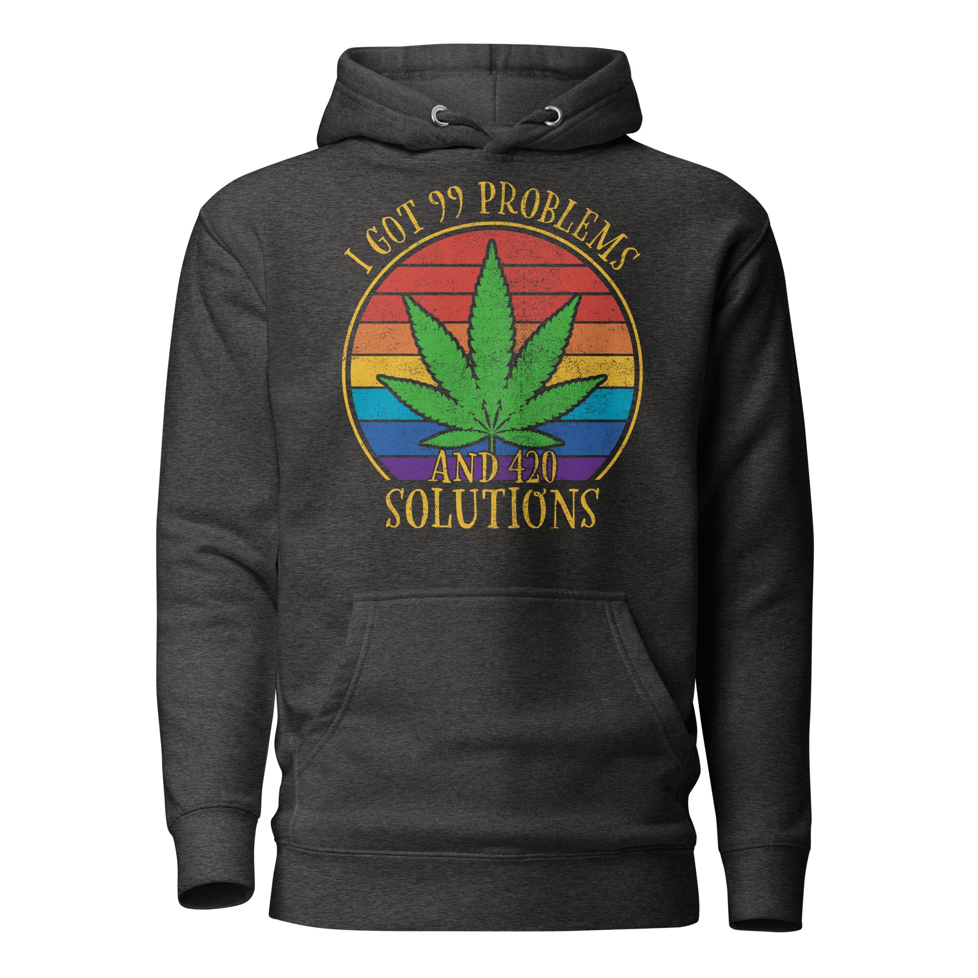 I Got 99 Problems And 420 Solutions Funny Cannabis Hoodie – Retro-Style Weed Hoodie for Stoners | Magic Leaf Tees