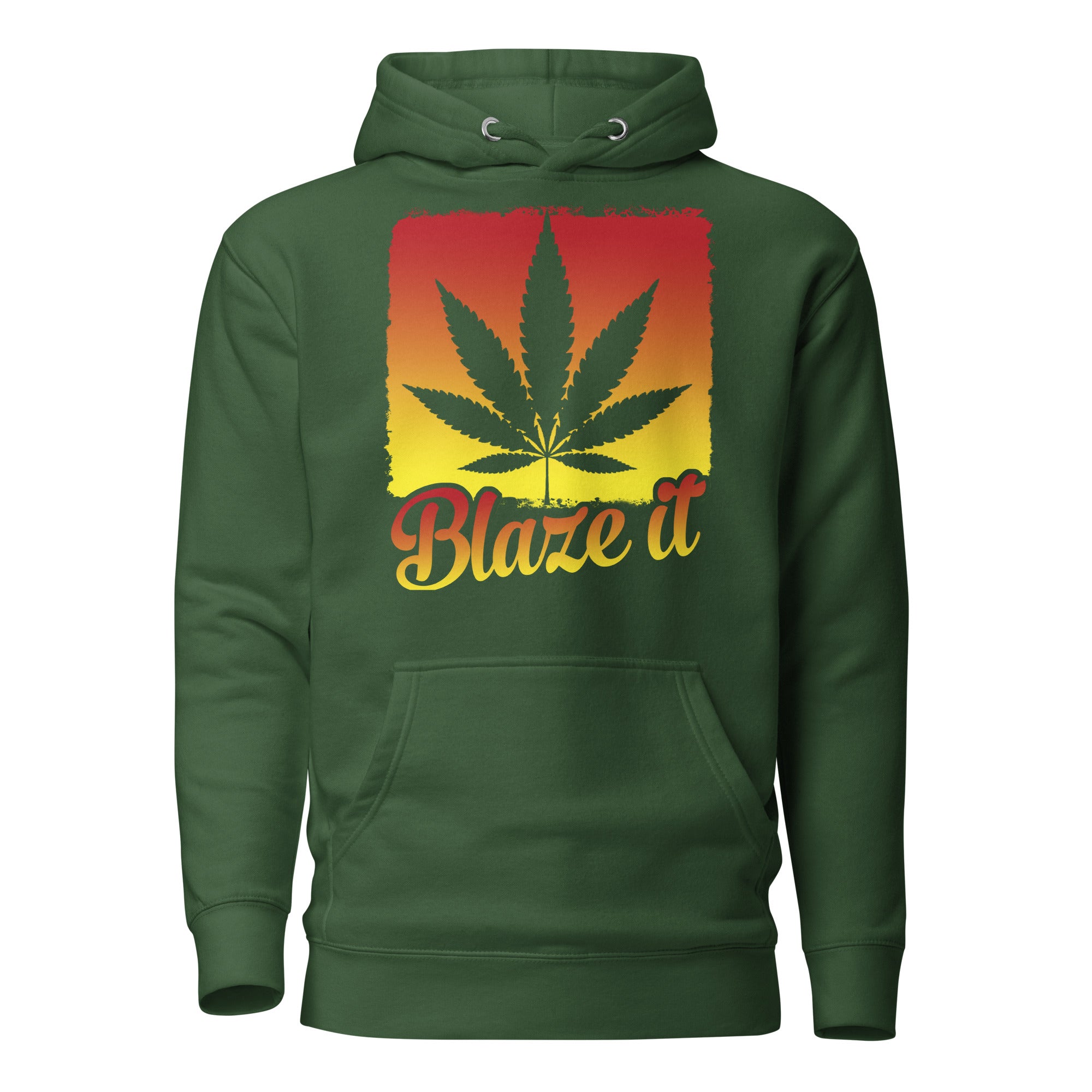 Blaze It Hoodie Colorful Weed Apparel Forest Green / XL Blaze It Hoodie Colorful Weed Apparel Forest Green / XL