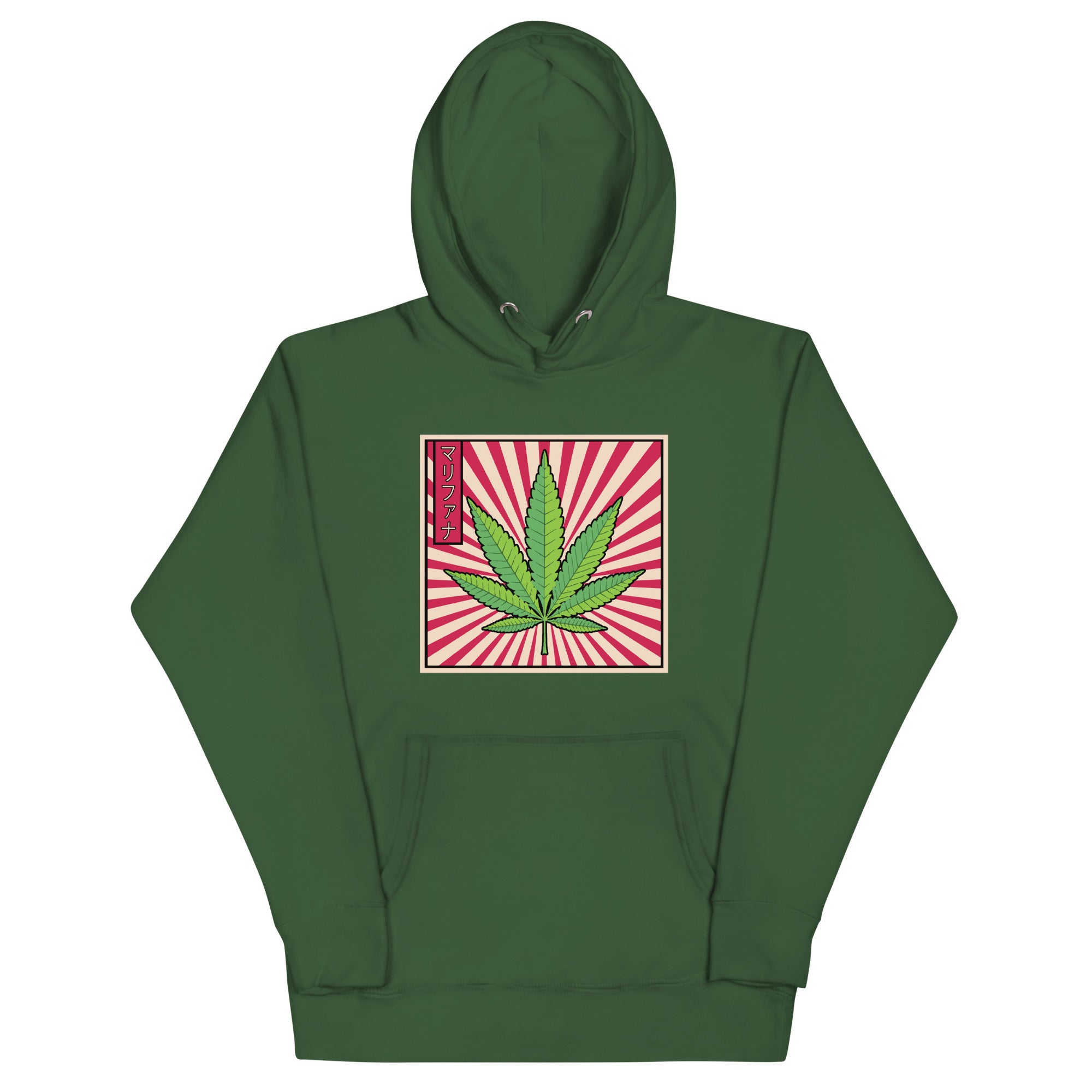 Japanese Art Cannabis Hoodie - Magic Leaf Tees | Pot Leaf Design with Katakana Script