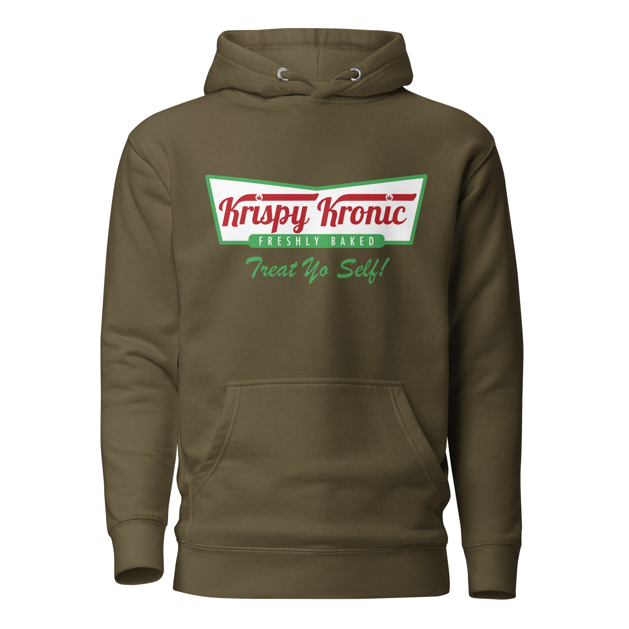 Krispy Kronic Treat Yo' Self Hoodie – Funny Weed-Themed Apparel for Cannabis and Doughnut Lovers | Magic Leaf Tees